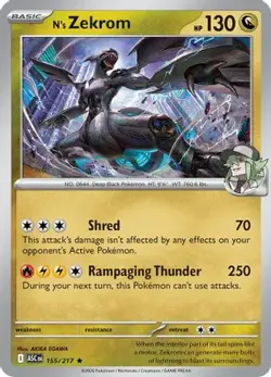 N's Zekrom 155/217 Rare ME: Ascended Heroes Pokemon Holo Near Mint - Image 1