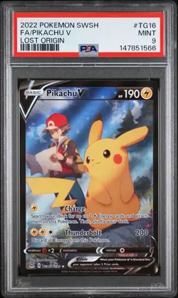 2022 Pokemon Lost Origin TG16 Pikachu V PSA 9 Trainer Gallery Full Art - Image 1