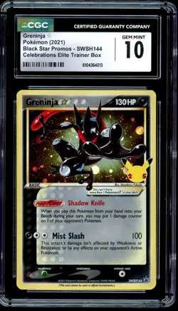 Black Star Promo Greninja Gold Star SWSH144 Celebrations Pokemon CGC 10 GEM MINT - Image 1