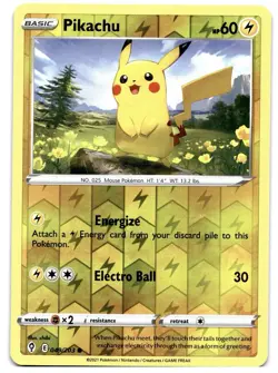 Pikachu 049/203 Pokemon TCG Sword & Shield Evolving Skies Reverse Holo LP - Image 1