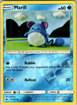 Marill 34/147 SM - Burning Shadows Pokemon TCG LP - Image 1