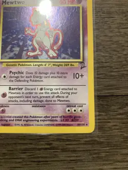 2000 Pokemon Base Set 2 Mewtwo 10/130 Holo NM Condition Rare - Image 2