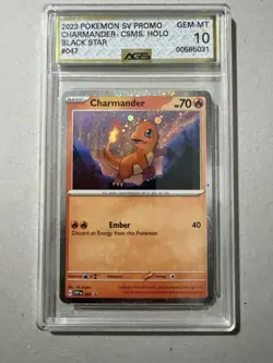Pokemon TCG Charmander 047 Scarlet & Violet Promo Cosmos Holo AGS 10 2023 - Image 1