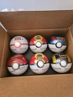 6 x Pokemon TCG Pokeball Tins - 18 Booster Packs Factory Sealed Costco New - Image 1