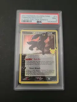 PSA 9 MINT Umbreon 17 Gold Star Celebrations Classic Collection Pokemon Card - Image 1