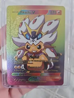 Pikachu V Rainbow Foil Fan Art Textured Collector Card 091/080 - Image 1