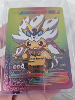Pikachu V Rainbow Foil Fan Art Textured Collector Card 091/080 - Image 5