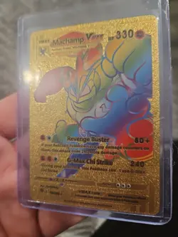 Machamp V Rainbow Gold Foil Fan Art Vinyl Collector Card - Image 2
