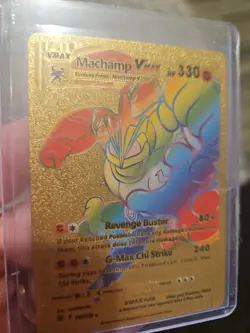Machamp V Rainbow Gold Foil Fan Art Vinyl Collector Card - Image 4