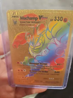 Machamp V Rainbow Gold Foil Fan Art Vinyl Collector Card - Image 5