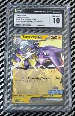 CGC Gem 10 Toxtricity EX 215 Illustration Contest 2024 Scarlet Violet Pokemon - Image 1