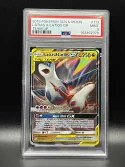 PSA 9 MINT Latias & Latios GX 113 Team Up Pokemon Card - Image 1