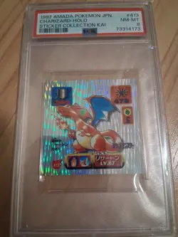 1997 AMADA Pokemon Sticker Charizard Holo Sticker Collection KAI 413 PSA8 478 - Image 1