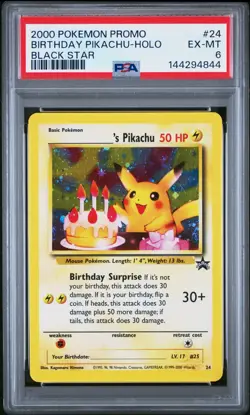 2000 POKEMON PROMO BLACK STAR #24 BIRTHDAY PIKACHU-HOLO BLACK STAR PSA 6 EX MT - Image 1