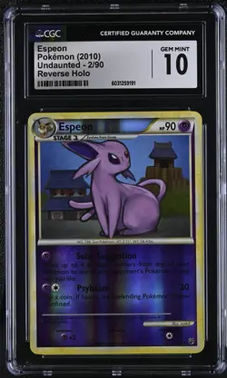 CGC 10 Espeon 2/90 2010 Undaunted Reverse Holo Pokemon GEM MINT - Image 1