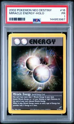 2002 Pokemon Neo Destiny Miracle Energy-Holo #16 PSA 1 PR • POP 1 - Image 1
