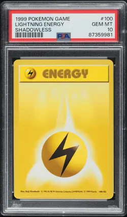 1999 POKEMON GAME #100 LIGHTNING ENERGY PSA 10 GEM MINT BASE SET SHADOWLESS - Image 1