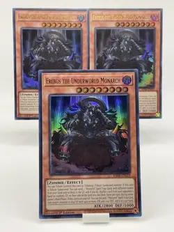 Yu-Gi-Oh Erebus The Underworld Monarch RA04-EN019 Ultra Rare 1st Ed X3 (Playset) - Image 1