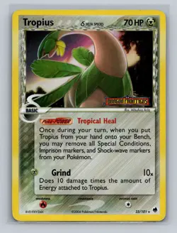 Tropius Delta Species 23/101 Pokemon Dragon Frontiers Reverse Holo Stamped MP - Image 1