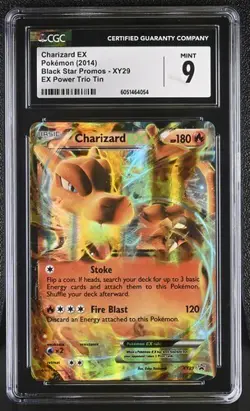 CGC 9 CHARIZARD EX XY29 BLACK STAR PROMOS EX POWER TRIO TIN POKEMON MINT - Image 1