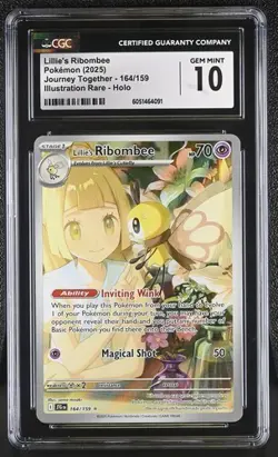 CGC 10 LILLIE'S RIBOMBEE 164 ILLUSTRATION RARE JOURNEY TOGETHER POKEMON GEM MINT - Image 1