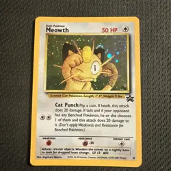 Meowth WOTC Black Star Promo 10 Pokemon Card TCG - LP+ (PART SWIRL!!) - Image 1