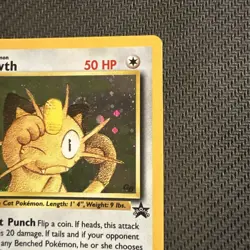 Meowth WOTC Black Star Promo 10 Pokemon Card TCG - LP+ (PART SWIRL!!) - Image 3