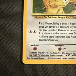 Meowth WOTC Black Star Promo 10 Pokemon Card TCG - LP+ (PART SWIRL!!) - Image 4