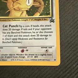 Meowth WOTC Black Star Promo 10 Pokemon Card TCG - LP+ (PART SWIRL!!) - Image 5