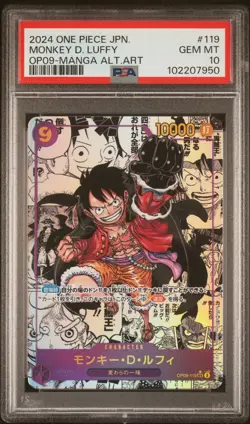 PSA 10 Monkey.D.Luffy (119) (Alternate Art) MANGA OP09-119 JAPANESE - Image 1