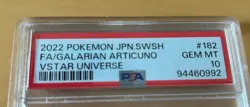 PSA 10 Galarian Articuno 182/172 AR VSTAR Universe S12A Japanese Pokemon Card - Image 2