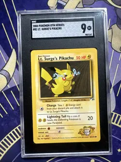 2000 LT. SURGE'S PIKACHU GYM HEROES PSA 9 MINT #81/132 POKEMON CARD TCG WOTC - Image 1