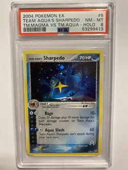 PSA 8 Team Aqua's Sharpedo Vs. Magma Holo Rare Pokemon Card 5/95 - Image 1