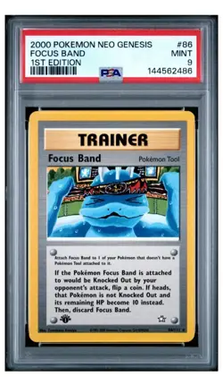 PSA 9 Pokemon 1st Edition Focus Band Neo Genesis - Image 1