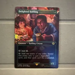 Delighted Halfling, Prerelease Foil Stamp, NM, LOTR, Magic, MTG - Image 1