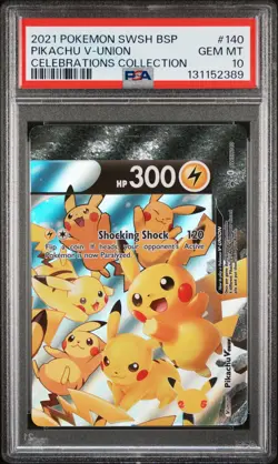 2021 POKEMON SWSH BLACK STAR PROMO CELEBRATIONS COLL #140 PIKACHU V-UNION PSA 10 - Image 1