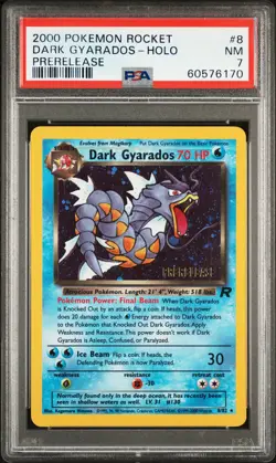 2000 POKEMON ROCKET PRERELEASE #8 DARK GYARADOS-HOLO PSA 7 - Image 1