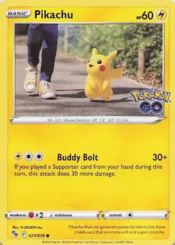 Pikachu (27) Normal Common Pokemon GO 027/078 LP - Image 1