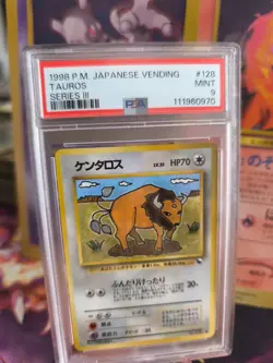 Pokemon Card Japanese Vending expansion sheet 1998 glossy PSA 9 Tauros - Image 1