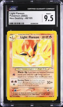 CGC 9.5 MINT + Light Flareon 46/105 Neo Destiny Vintage WOTC 2002 Pokemon - Image 1
