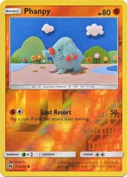 Lightly Played Phanpy - 111/214 - Common - Reverse Holo Pokemon Lost Thunder - Image 1