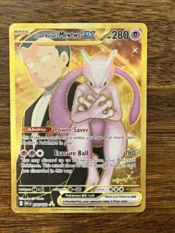 Team Rocket's Mewtwo ex 240/182 Destined Rivals Pokemon Gold Hyper Rare NM - Image 1