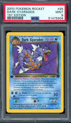 PSA 9 Pokemon 2000 1st Edition Team Rocket Dark Gyarados Rare #25 - Image 1