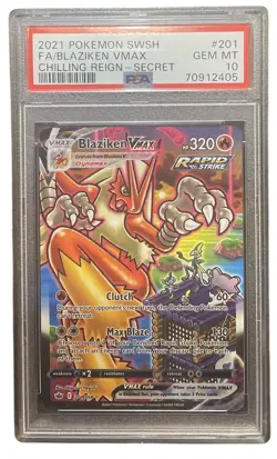 2021 Pokemon SWSH Chilling Reign Blaziken Vmax 201/198 Alt Art Secret PSA 10 Gem - Image 1