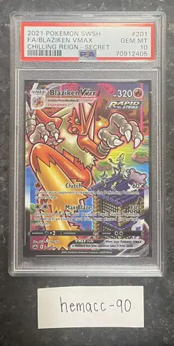 2021 Pokemon SWSH Chilling Reign Blaziken Vmax 201/198 Alt Art Secret PSA 10 Gem - Image 3