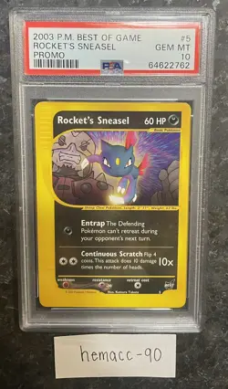 Pokemon PSA 10 GEM MINT Best of Game Promo Rocket's Sneasel #5 - Image 3