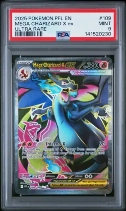 2025 POKEMON PFL EN-PHANTASMAL FLAMES ULTRA RARE #109 MEGA CHARIZARD X EX PSA 9 - Image 1