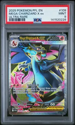 2025 POKEMON PFL EN-PHANTASMAL FLAMES ULTRA RARE #109 MEGA CHARIZARD X EX PSA 9 - Image 3