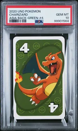 2020 UNO Pokemon Asia Back #4 Charizard Green PSA 10 - Image 1