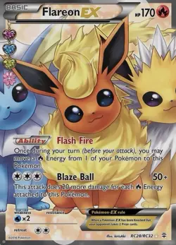 Pokemon TCG Flareon-EX Generations Holo Full Art Ultra Rare Card RC28/32 - Image 1